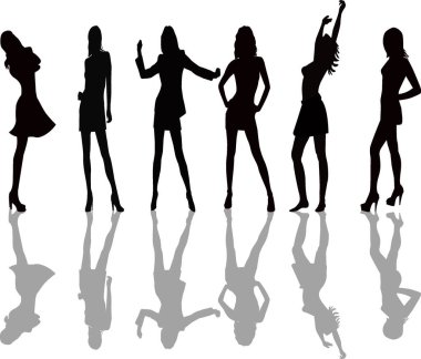 Pozisyon Kızları - Vektör İllüstrasyonu