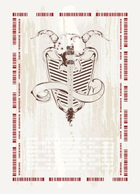 Kalkanda pankartlı poster vektör gitarı