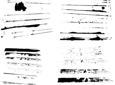 Grunge şeritleri (izole edilmiş vektörler ve ayrı katmanlarda) 4 set şeffaftır, böylece diğer illüstrasyonlar veya resimlerle kaplanabilirler. İdeal öge