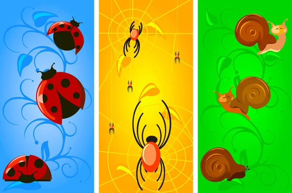 Dessin Animé Nombreux Insectes — Image vectorielle