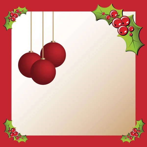 Cartão Natal Com Holly Vetor — Vetor de Stock
