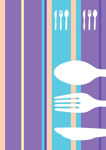 Çatal Bıçaklı Çizgili Yemek Restoran Menü Tasarımı — Stok Vektör