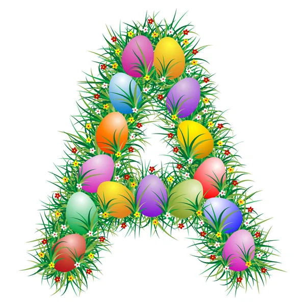 List Wielkanocny Jajkami Ukrytymi Trawie — Wektor stockowy