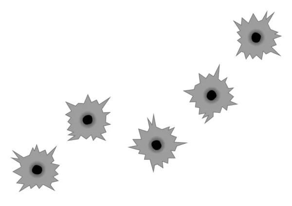 白色背景上金属上的枪弹痕迹 — 图库矢量图片