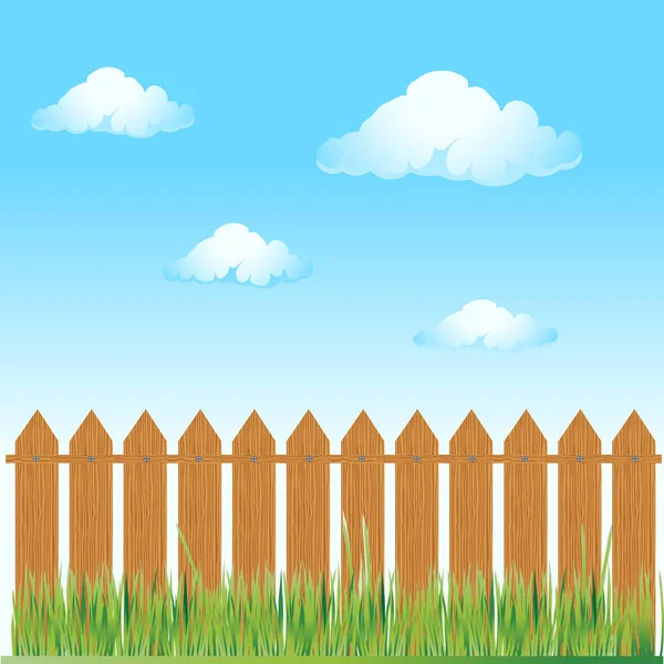 Wooden Fence Summer Grass — Stok Vektör