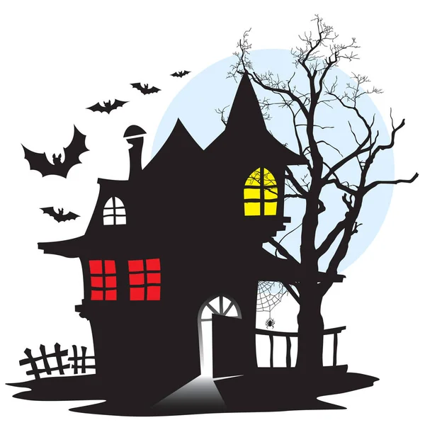 Вечер Хэллоуина Демонический Дом Вампиров Векторная Иллюстрация — стоковый вектор