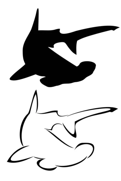 一个部落的锤头鲨纹身集 — 图库矢量图片