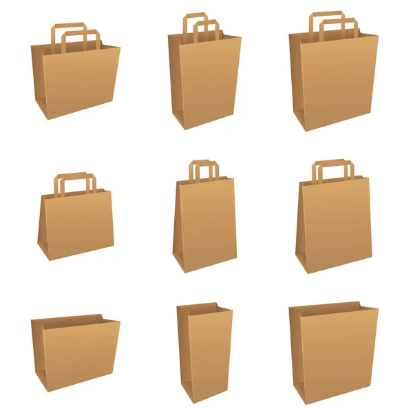 Set Prodotti Marroni Shopping Bags Prega Controllare Mio Portafoglio Ulteriori — Vettoriale Stock