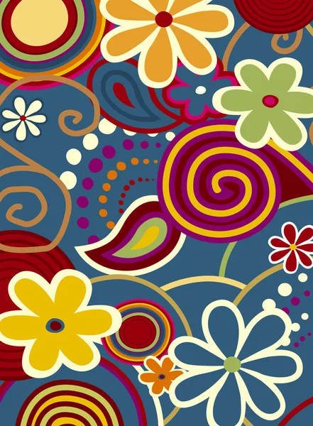 Fleurs Colorées Ornements Design — Image vectorielle