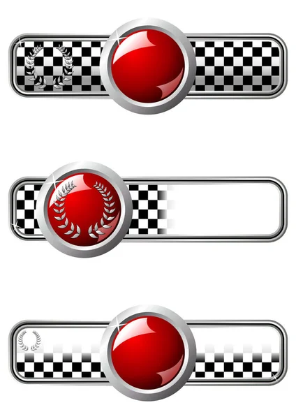 Różne Odznaki Wyścigu Czerwonym Okrągłym Klejnotem Białym Tle — Wektor stockowy