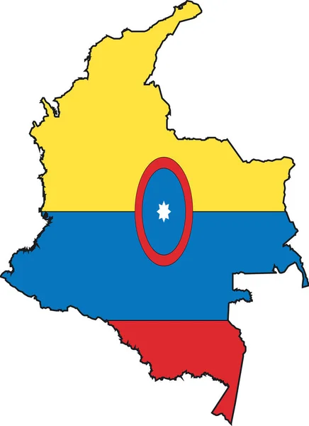 Ilustración Vector Mapa Bandera Colombia — Vector de stock
