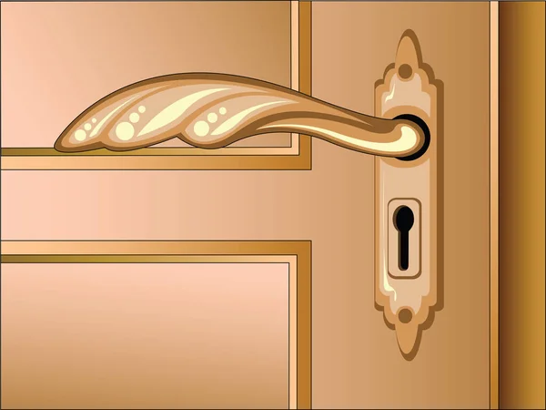 Vektorbrun Dörr Med Handtag — Stock vektor