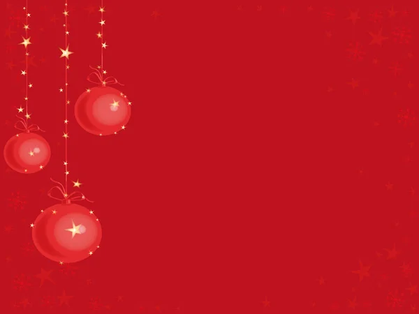 星と雪のある赤いクリスマスの背景 — ストックベクタ