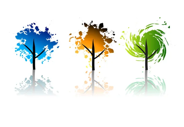 Art Tree Grunge Imagine Ilustrație Color — Vector de stoc