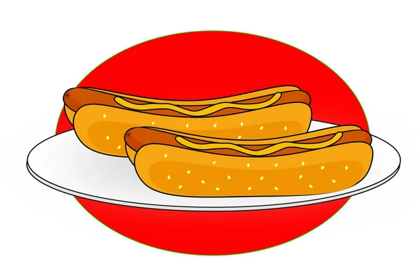 Pár Hot Dogů Talíři — Stockový vektor