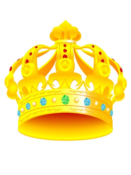 Corona Reale Con Gioielli Sfondo Bianco Vettore — Vettoriale Stock