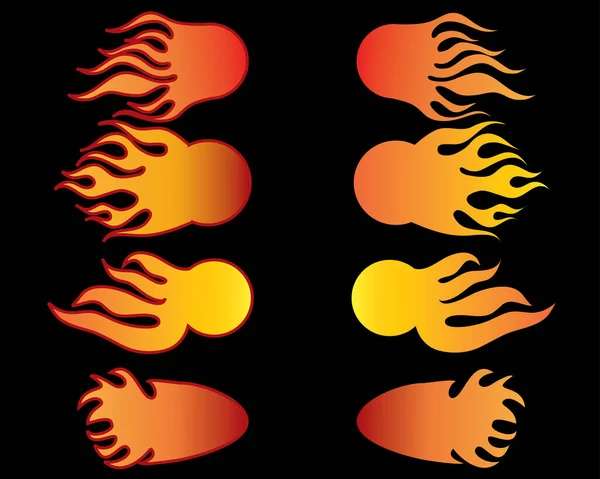 Vektor Illustriert Körper Von Feuerbällen Auf Schwarzem Hintergrund — Stockvektor