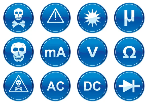 Set Icone Gadget Bianco Tavolozza Azzurra Scuro Illustrazione Vettoriale — Vettoriale Stock