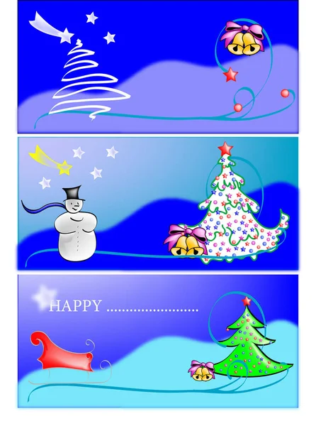 Fantaisie Décoration Bannière Noël Carte Postale — Image vectorielle
