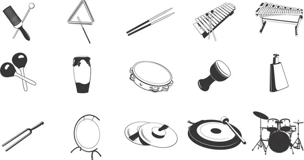 Coleção Ilustrações Eps Vetor Liso Vários Instrumentos Percussão — Vetor de Stock