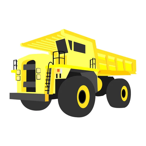 Yellow Non Gradiented Quarry Truck Vector Illustration — Stock Vector