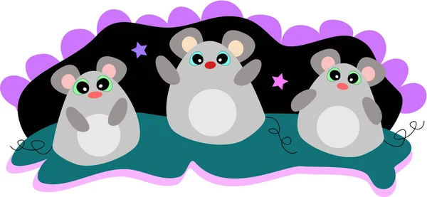 Three Mice Love Each Other Company — Stock Vector
