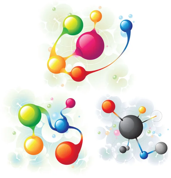 分子组3图像 彩色插图 — 图库矢量图片