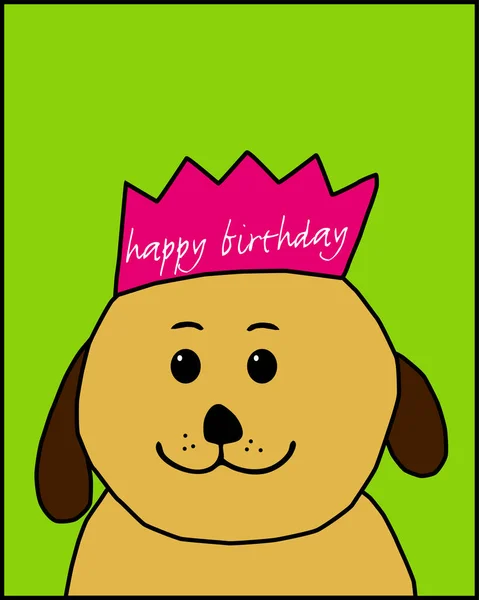 Design Para Cartão Aniversário Com Cão Marrom Bonito Desenhado Mão — Vetor de Stock