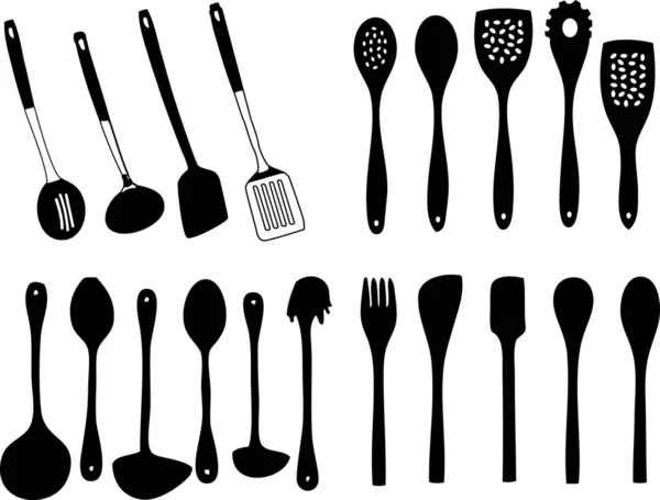 Vector Ilustrație Pentru Varietate Ustensilă Gospodărie Bucătărie — Vector de stoc