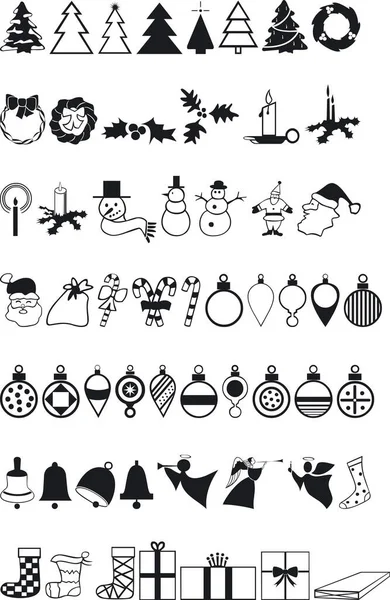 Iconografías Siluetas Navidad — Archivo Imágenes Vectoriales