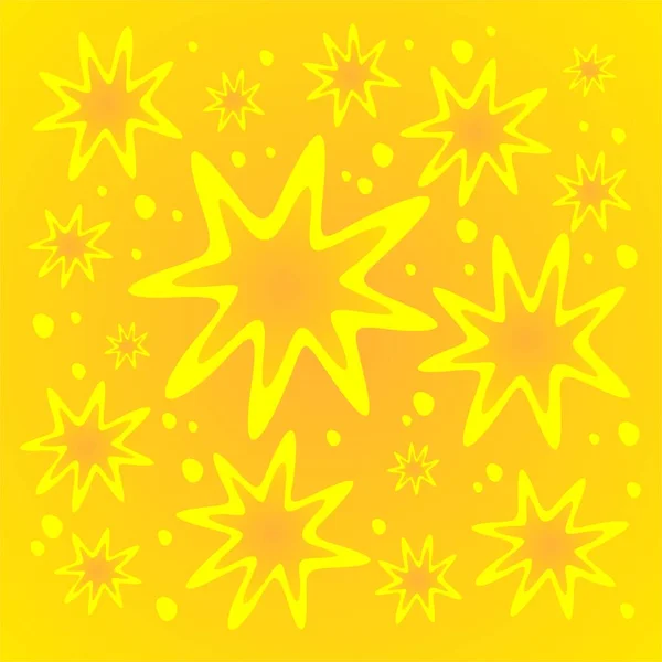 Ornate Gold Stars Yellow Background Digital Illustration — Stock Vector