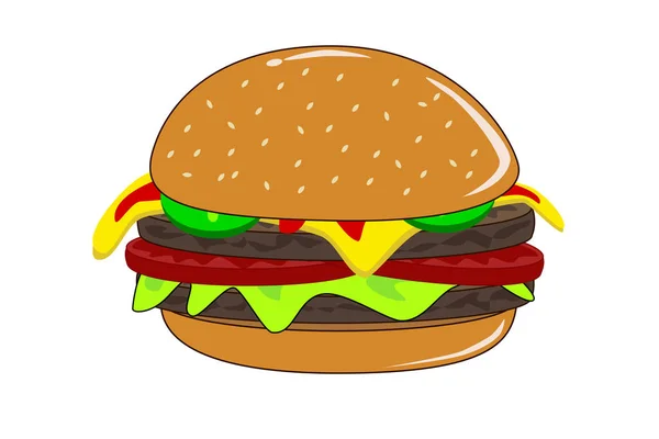 Hamburger Formaggio Con Lattuga Sottaceti — Vettoriale Stock
