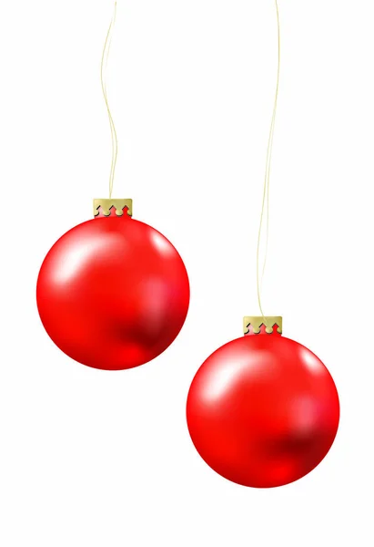 Δύο Κόκκινες Χριστουγεννιάτικες Μπάλες — Διανυσματικό Αρχείο