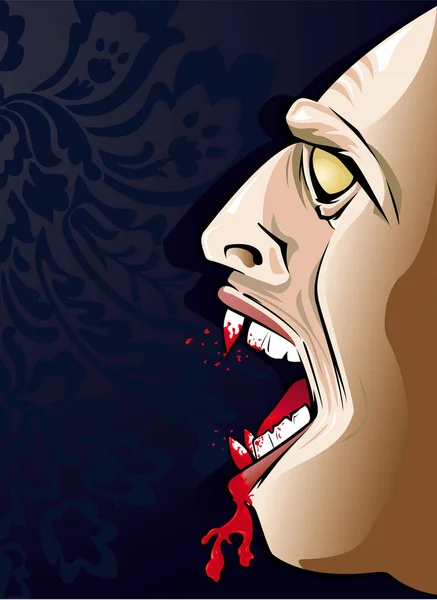 吸血鬼攻击图像 彩色插图 — 图库矢量图片