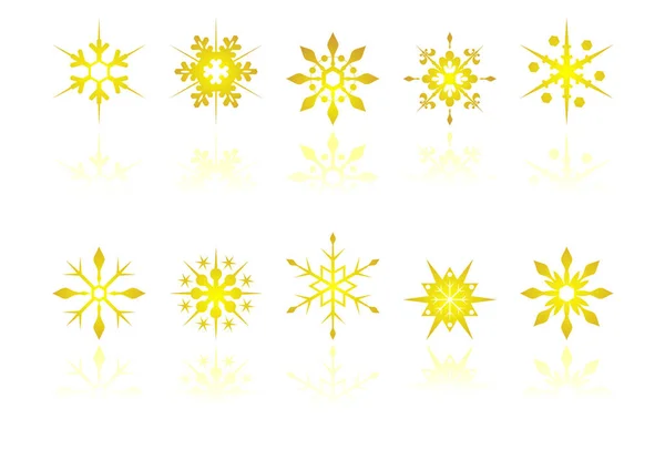 Den Snö Kristaller Med Reflektion Över Vit Bakgrund — Stock vektor