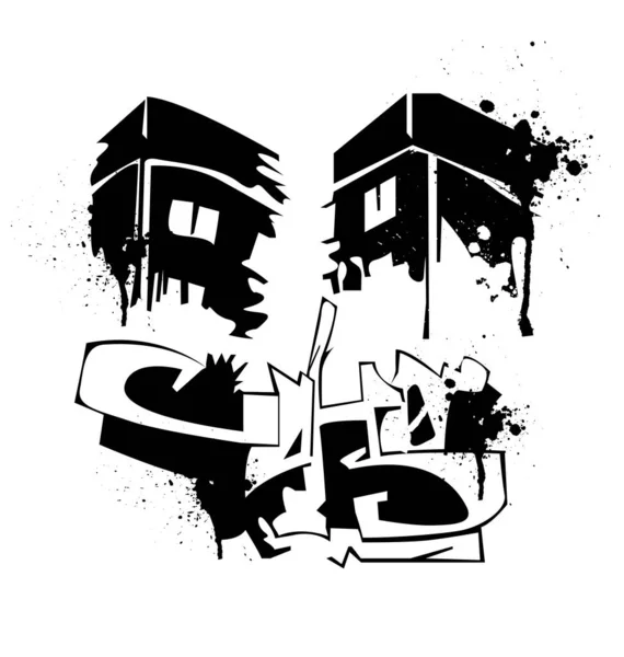 Graffiti Vectorial Edificios Inscripción — Vector de stock