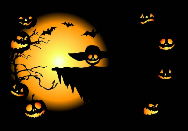 Halloween Natt Bakgrund Vektor Illustration — Stock vektor