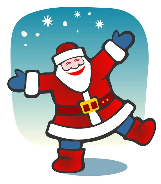 蓝色背景上的快乐圣诞老公公 圣诞插画 — 图库矢量图片