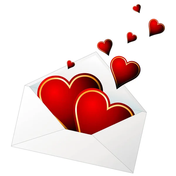 Καρδιές Στην Αγάπη Που Βγαίνει Από Ένα Φάκελο — Διανυσματικό Αρχείο