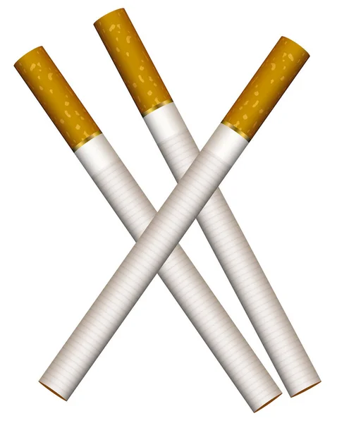 Vektorillustration Von Drei Zigaretten Auf Weißem Hintergrund — Stockvektor