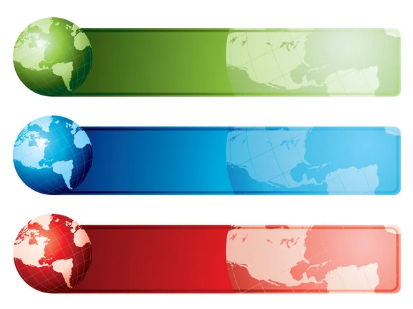 Conjunto Banners Mapa Del Mundo Hecho Con Mapas Dibujados Mano — Vector de stock