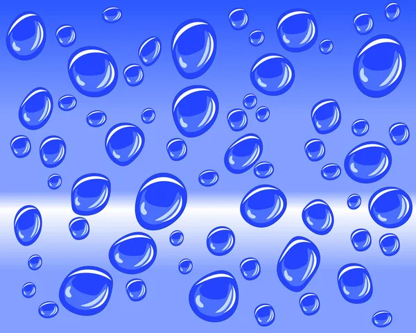 Vízcseppek Vektoros Ábrázolása Kék Felületen — Stock Vector