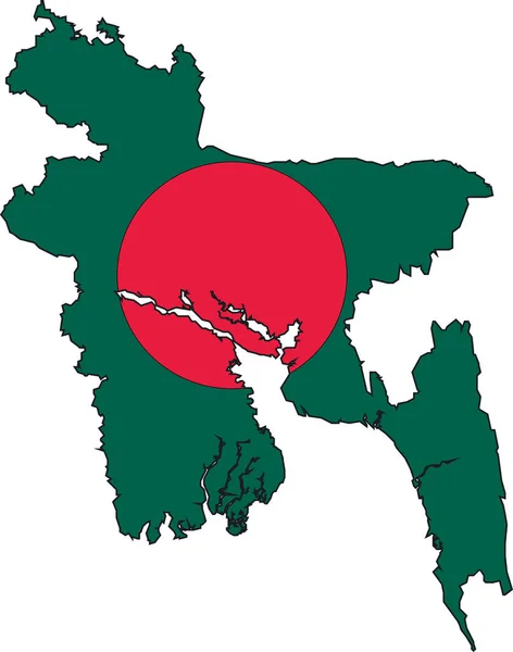 Vektor Ilustrasi Peta Dan Bendera Dari Bangladesh - Stok Vektor
