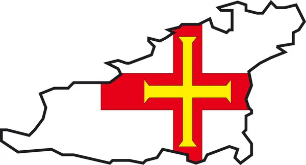 Ilustración Vector Mapa Bandera Guernsey — Vector de stock