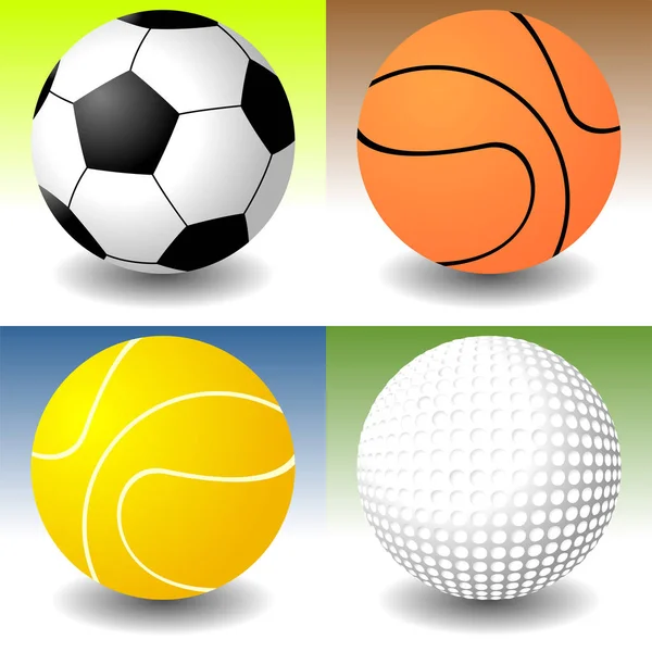 Sport Ballen Verschillende Kleuren Achtergronden — Stockvector