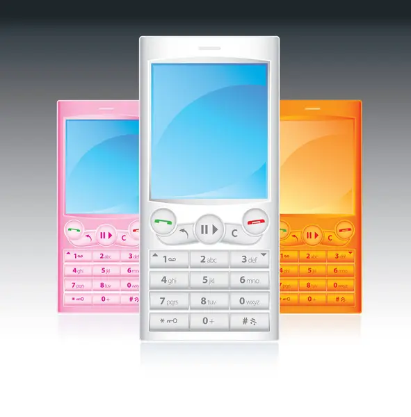 每个手机都在一个不同的层 彩色插图 — 图库矢量图片