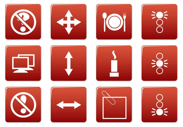 Set Quadratischer Gadget Symbole Rot Weiße Palette Vektorillustration — Stockvektor