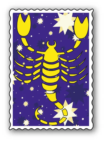 Briefmarke Mit Sternzeichen Skorpion — Stockvektor