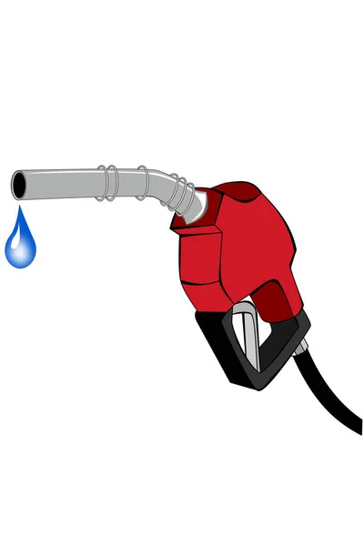 Red Gas Pump Nozzle Water Drop — Stock Vector