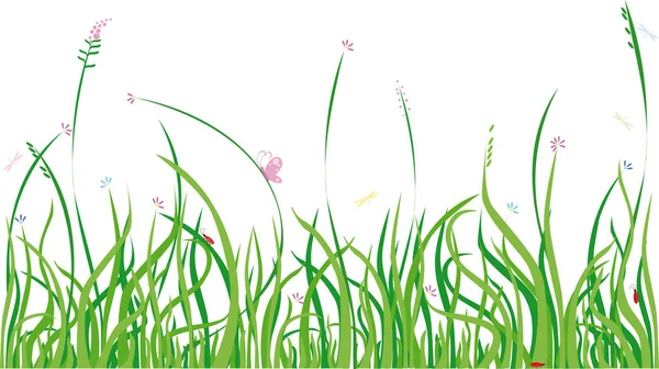 Achtergrond Met Gras Insecten Design Element — Stockvector